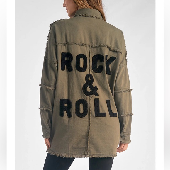Elan Jackets & Blazers - Elan Rock & Roll Olive Military-Style Jacket